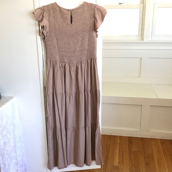 ZESICA Flutter Short Sleeve Smocked Midi Tiered A Line Dress Women’s Size Large - Picture 7 of 16